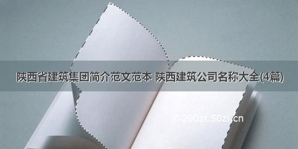 陕西省建筑集团简介范文范本 陕西建筑公司名称大全(4篇)