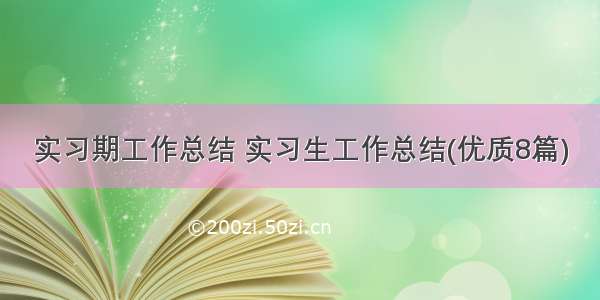 实习期工作总结 实习生工作总结(优质8篇)