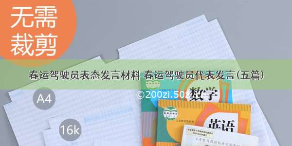 春运驾驶员表态发言材料 春运驾驶员代表发言(五篇)