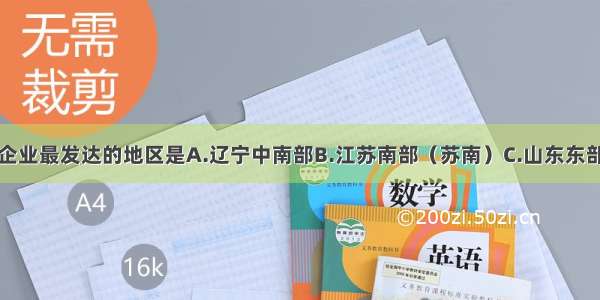 我国乡镇企业最发达的地区是A.辽宁中南部B.江苏南部（苏南）C.山东东部D.北京市