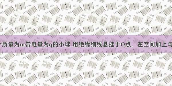 如图示 一个质量为m带电量为q的小球 用绝缘细线悬挂于O点．在空间加上与水平方向成