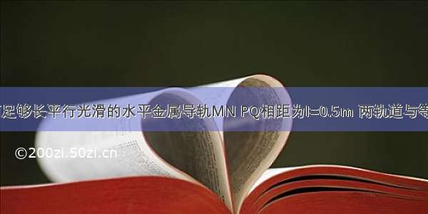 如图所示 两足够长平行光滑的水平金属导轨MN PQ相距为l=0.5m 两轨道与等宽的平行金