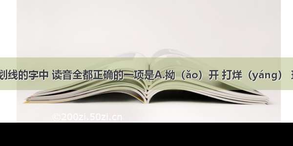 下列加下划线的字中 读音全都正确的一项是A.拗（ǎo）开 打烊（yáng） 玷（diàn）