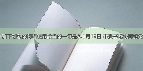 下列句子中 加下划线的词语使用恰当的一句是A.1月19日 市委书记协同镇党委领导一行