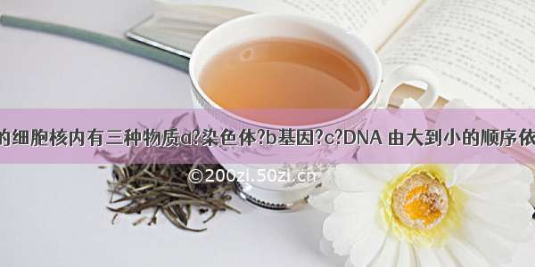 人的上皮细胞的细胞核内有三种物质a?染色体?b基因?c?DNA 由大到小的顺序依次为A.abcB