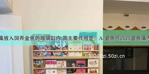 新鲜的金鱼藻放入饲养金鱼的玻璃缸内 其主要作用是：A.金鱼可以以金鱼藻为食B.金鱼藻