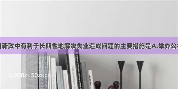 单选题罗斯福新政中有利于长期性地解决失业造成问题的主要措施是A.举办公共工程B.整顿