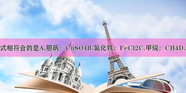 物质名称与化学式相符合的是A.胆矾：CuSO4B.氯化铁：FeCl2C.甲烷：CH4D.氯化铵：NH3Cl