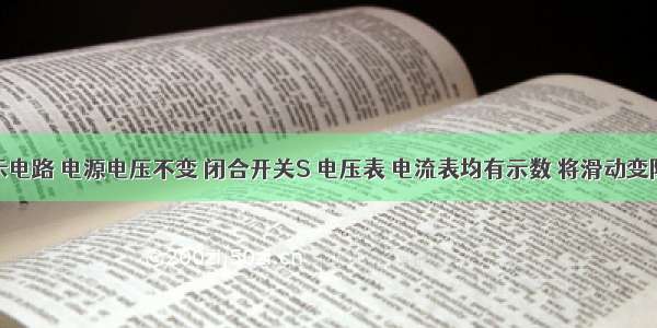 如图所示电路 电源电压不变 闭合开关S 电压表 电流表均有示数 将滑动变阻器的滑