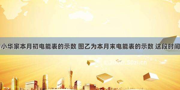 图甲所示为小华家本月初电能表的示数 图乙为本月末电能表的示数 这段时间小华家用电