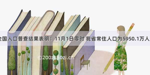 第六次全国人口普查结果表明：11月1日零时 我省常住人口为5950.1万人 在全国3