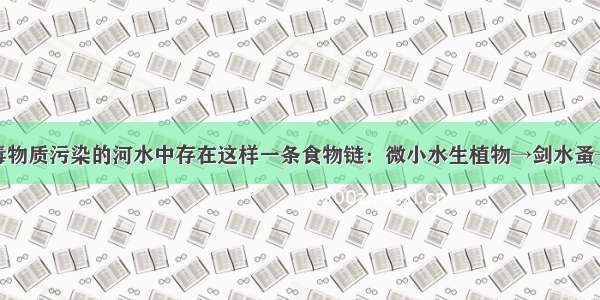 单选题被有毒物质污染的河水中存在这样一条食物链：微小水生植物→剑水蚤→蜻蜓的幼虫