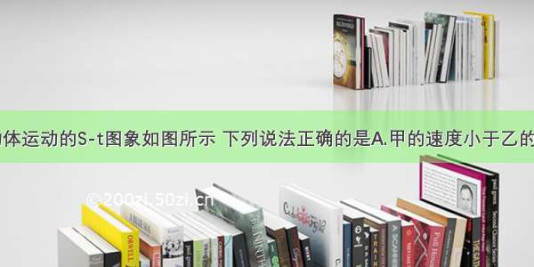 甲乙两个物体运动的S-t图象如图所示 下列说法正确的是A.甲的速度小于乙的速度B.两个