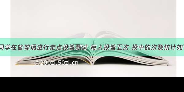 某班九名同学在篮球场进行定点投篮测试 每人投篮五次 投中的次数统计如下：4 3 2