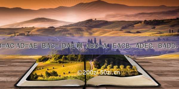 如图 若AB=AC AD=AE ∠BAC=∠DAE 则∠ABD=A.∠EACB.∠ADEC.∠BADD.∠ACE