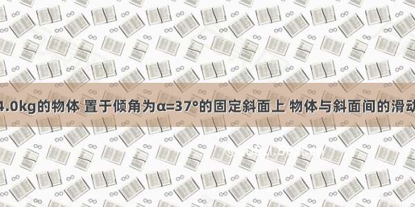 质量为m=4.0kg的物体 置于倾角为α=37°的固定斜面上 物体与斜面间的滑动摩擦系数μ