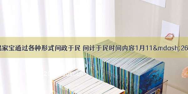 国务院总理温家宝通过各种形式问政于民 问计于民时间内容1月11—26日5次召开座