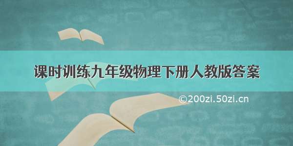 课时训练九年级物理下册人教版答案