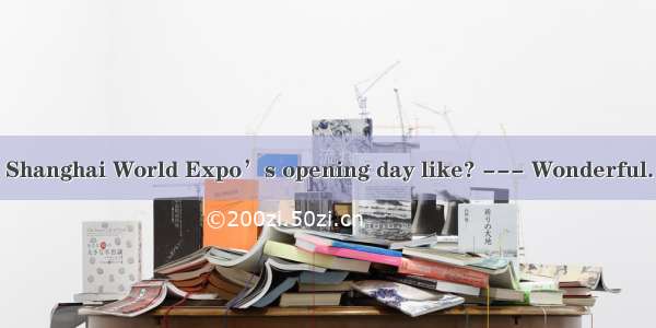 --- What was the Shanghai World Expo’s opening day like? --- Wonderful. It’s years  I enjo