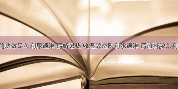 滑石具有的功效是A.利尿通淋 清解暑热 收湿敛疮B.利水通淋 清热排脓C.利水渗湿 泻