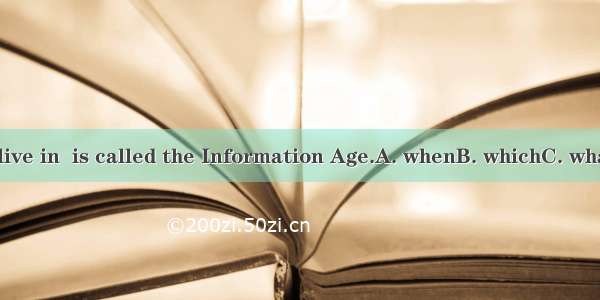We now live in  is called the Information Age.A. whenB. whichC. whatD. that