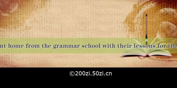 The children went home from the grammar school with their lessons for the day.A. finishing