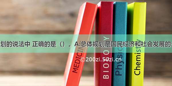 下列关于规划的说法中 正确的是（）。A.总体规划是国民经济和社会发展的全局性 战略