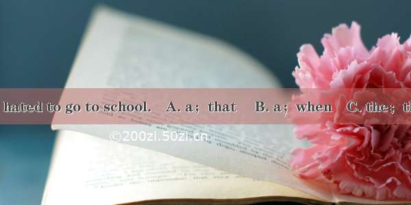 There was  time  I hated to go to school.A. a；that B. a；whenC. the；thatD. the；when