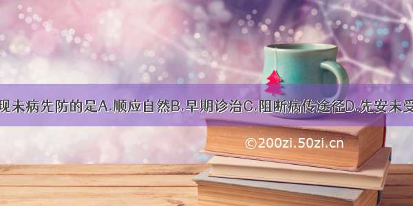 治未病中 体现未病先防的是A.顺应自然B.早期诊治C.阻断病传途径D.先安未受邪之地E.见