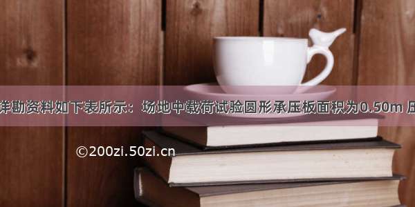 某黄土场地详勘资料如下表所示：场地中载荷试验圆形承压板面积为0.50m 压力与浸水下