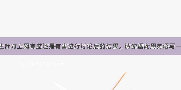 下面是某学生针对上网有益还是有害进行讨论后的结果。请你据此用英语写一篇短文 介绍