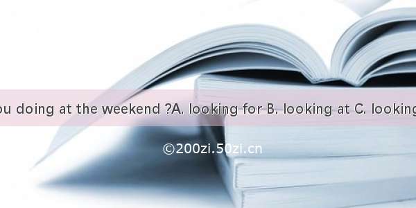 What are you doing at the weekend ?A. looking for B. looking at C. looking forward to