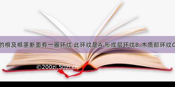 单子叶植物的根及根茎断面有一圈环纹 此环纹是A.形成层环纹B.木质部环纹C.石细胞环带