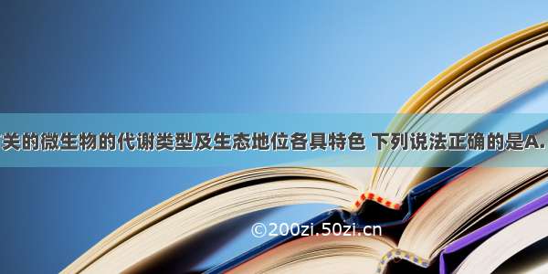 与氮循环有关的微生物的代谢类型及生态地位各具特色 下列说法正确的是A. 圆褐固氮菌