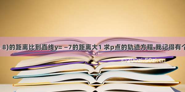 动点p到点A(0 8)的距离比到直线y= —7的距离大1 求p点的轨迹方程.我记得有个定理 动点到A