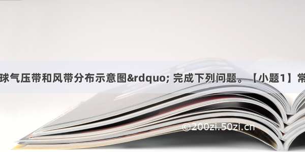 读下图“全球气压带和风带分布示意图” 完成下列问题。【小题1】常年受到②处气压带