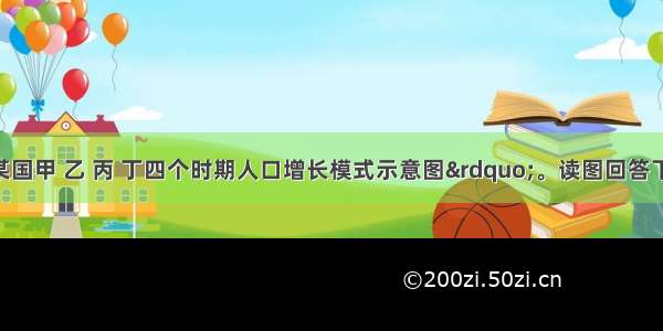 下图为“某国甲 乙 丙 丁四个时期人口增长模式示意图”。读图回答下列各题。【小题