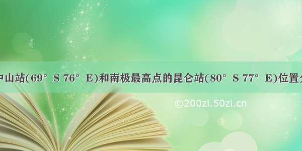 读我国南极中山站(69°S 76°E)和南极最高点的昆仑站(80°S 77°E)位置分布图。完成