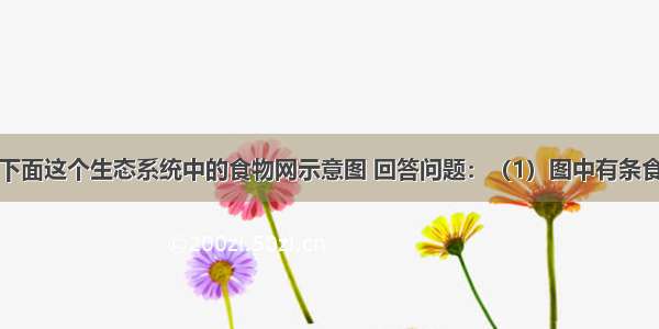 请仔细观察下面这个生态系统中的食物网示意图 回答问题：（1）图中有条食物链请写出