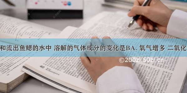 流入鱼鳃和流出鱼鳃的水中 溶解的气体成分的变化是BA. 氧气增多 二氧化碳减少B. 