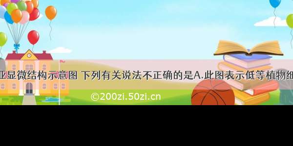 下图为细胞亚显微结构示意图 下列有关说法不正确的是A.此图表示低等植物细胞的亚显微